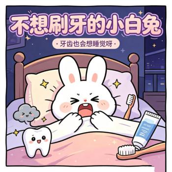 不想刷牙的小白兔